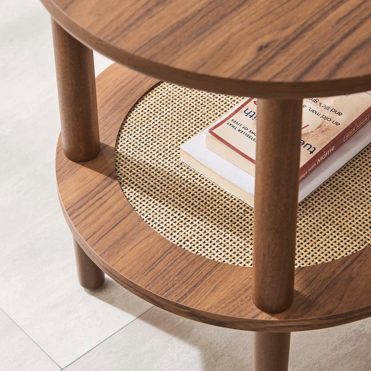 Elevea Round Side Table, Walnut