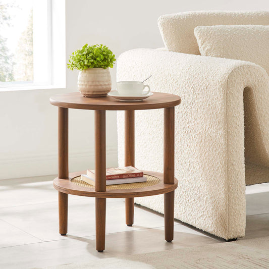 Elevea Round Side Table, Walnut