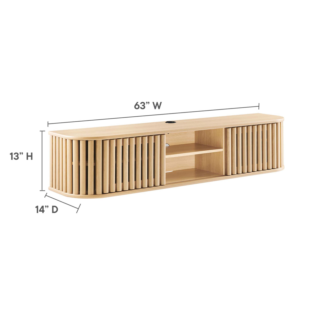 Strathen Wall Mounted TV Stand, Oak
