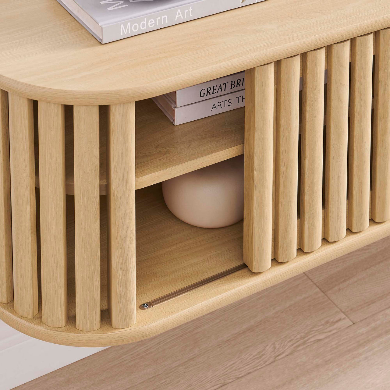 Strathen Wall Mounted TV Stand, Oak