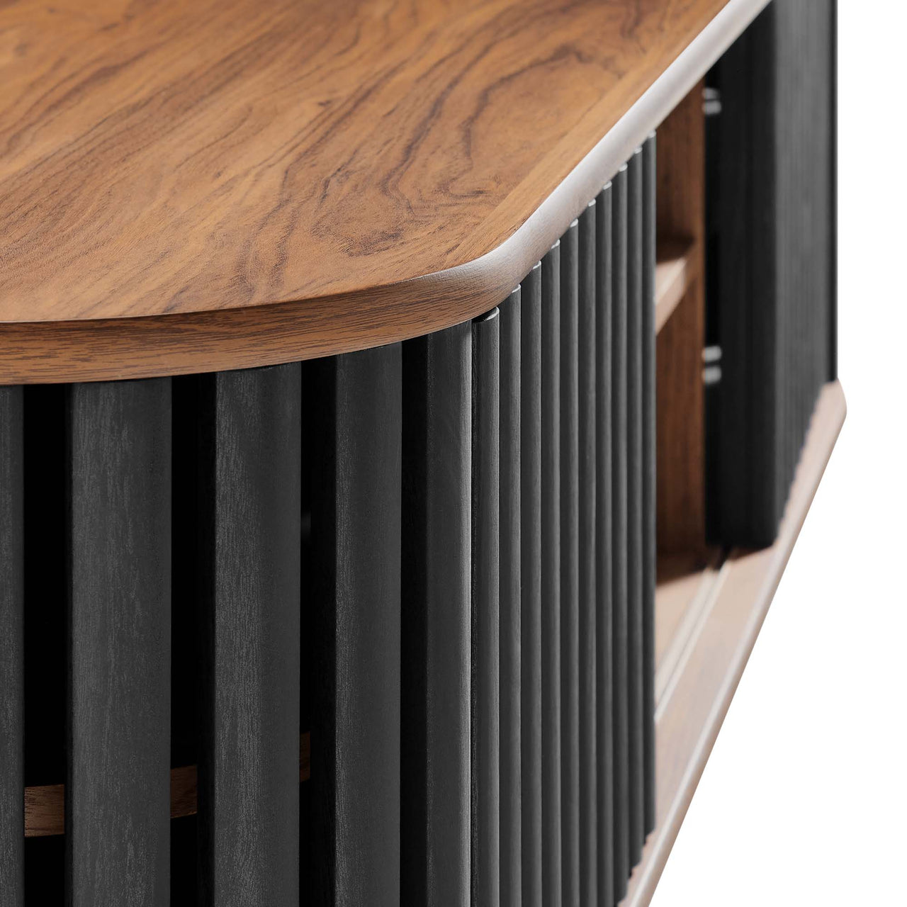 Strathen Wall Mounted TV Stand, Walnut & Black