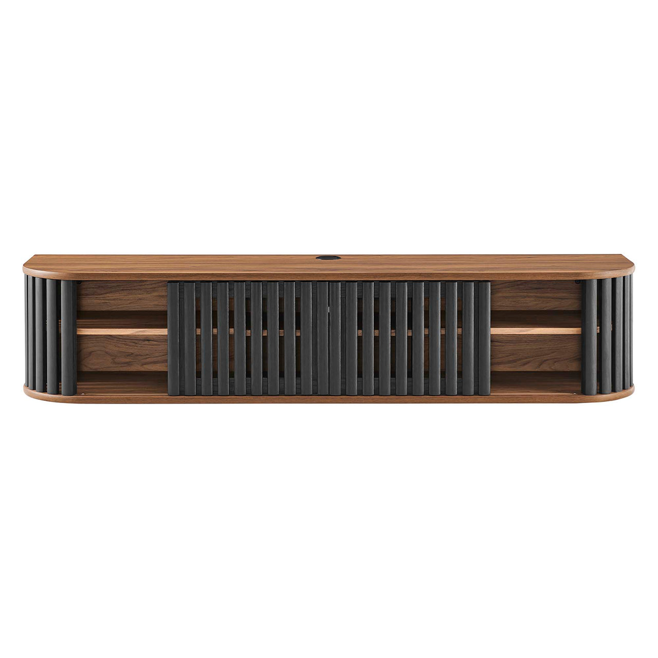 Strathen Wall Mounted TV Stand, Walnut & Black