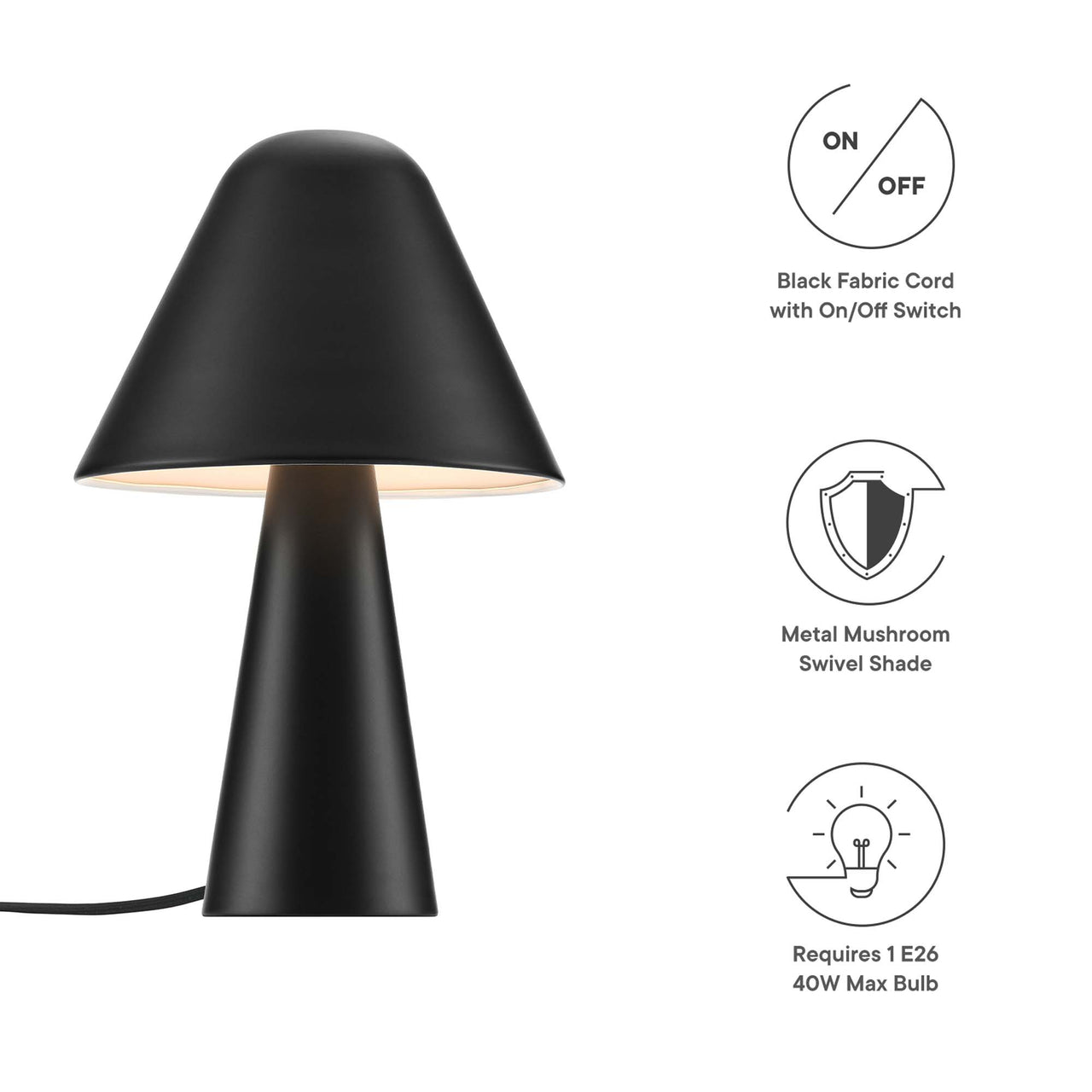 Enchanted Mushroom Table Lamp, Black