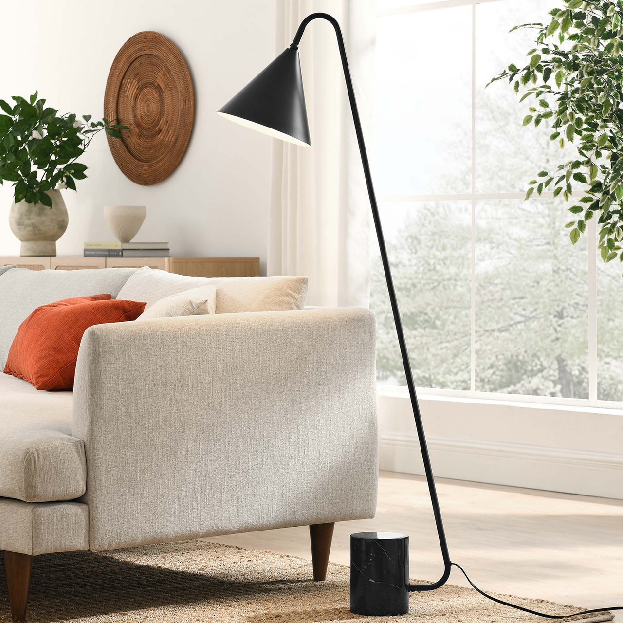 Spotlight Marble Base Floor Lamp, Black