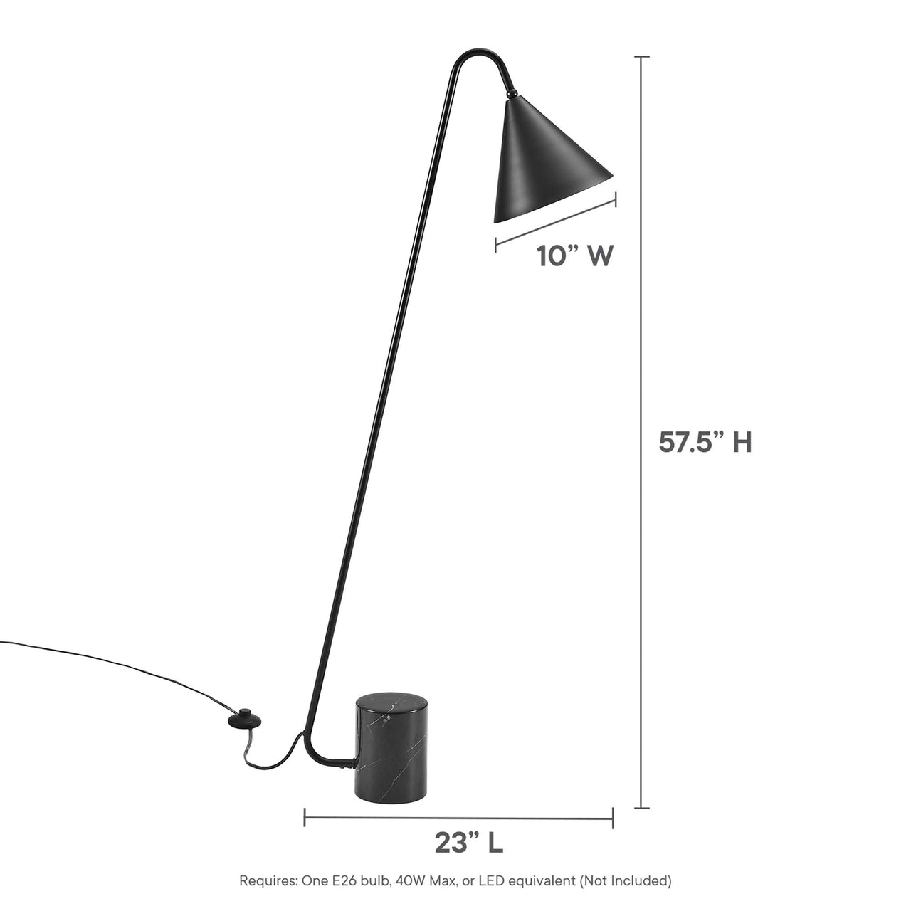 Spotlight Marble Base Floor Lamp, Black