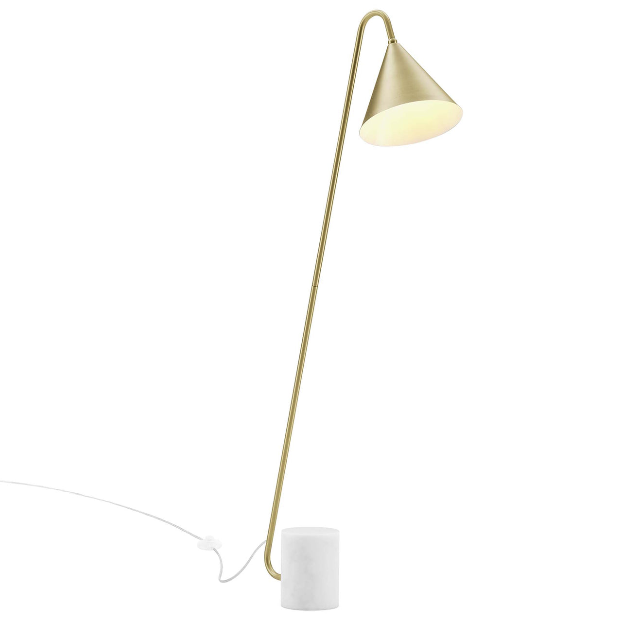 Spotlight Marble Base Floor Lamp, Satin Brass