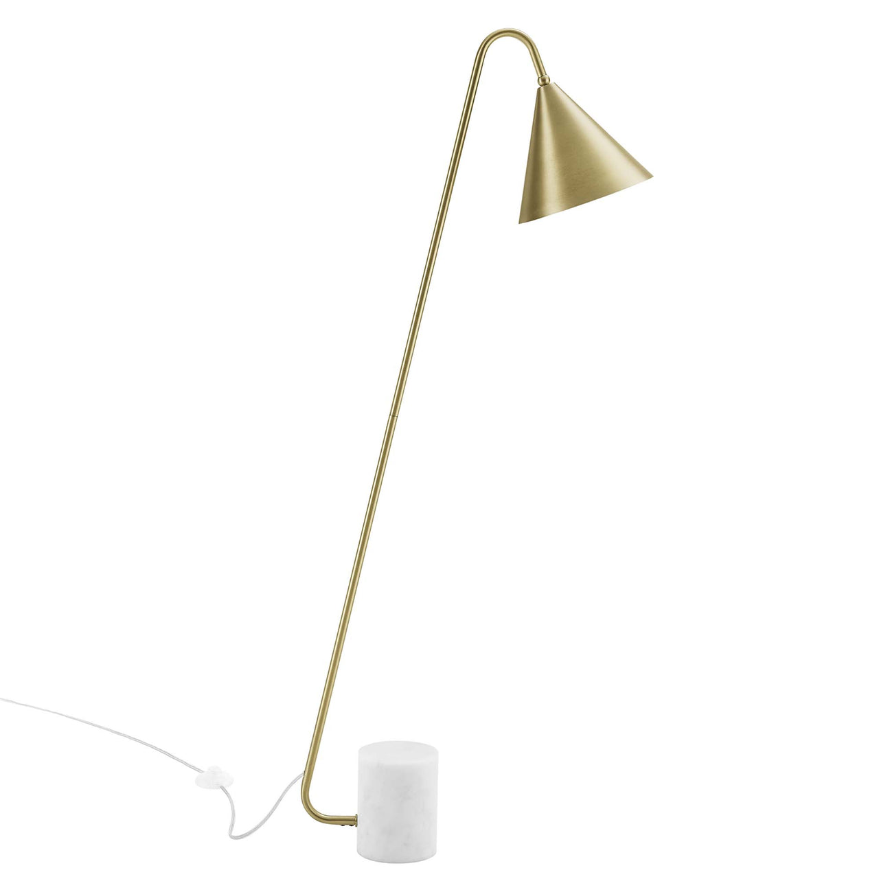 Spotlight Marble Base Floor Lamp, Satin Brass