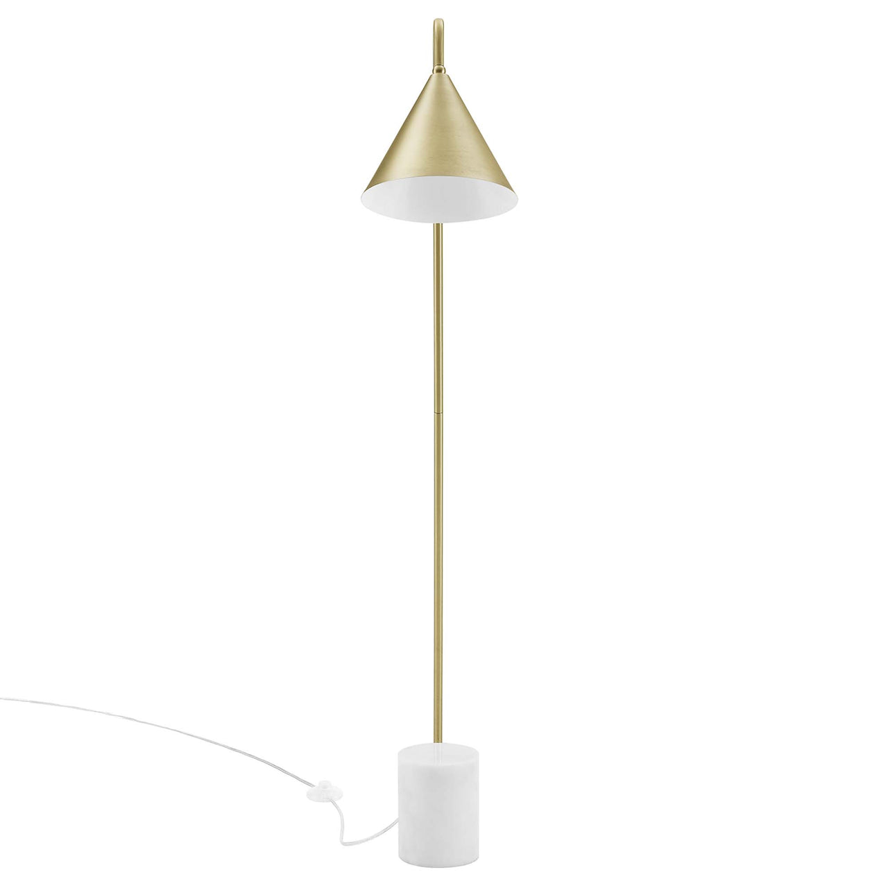 Spotlight Marble Base Floor Lamp, Satin Brass