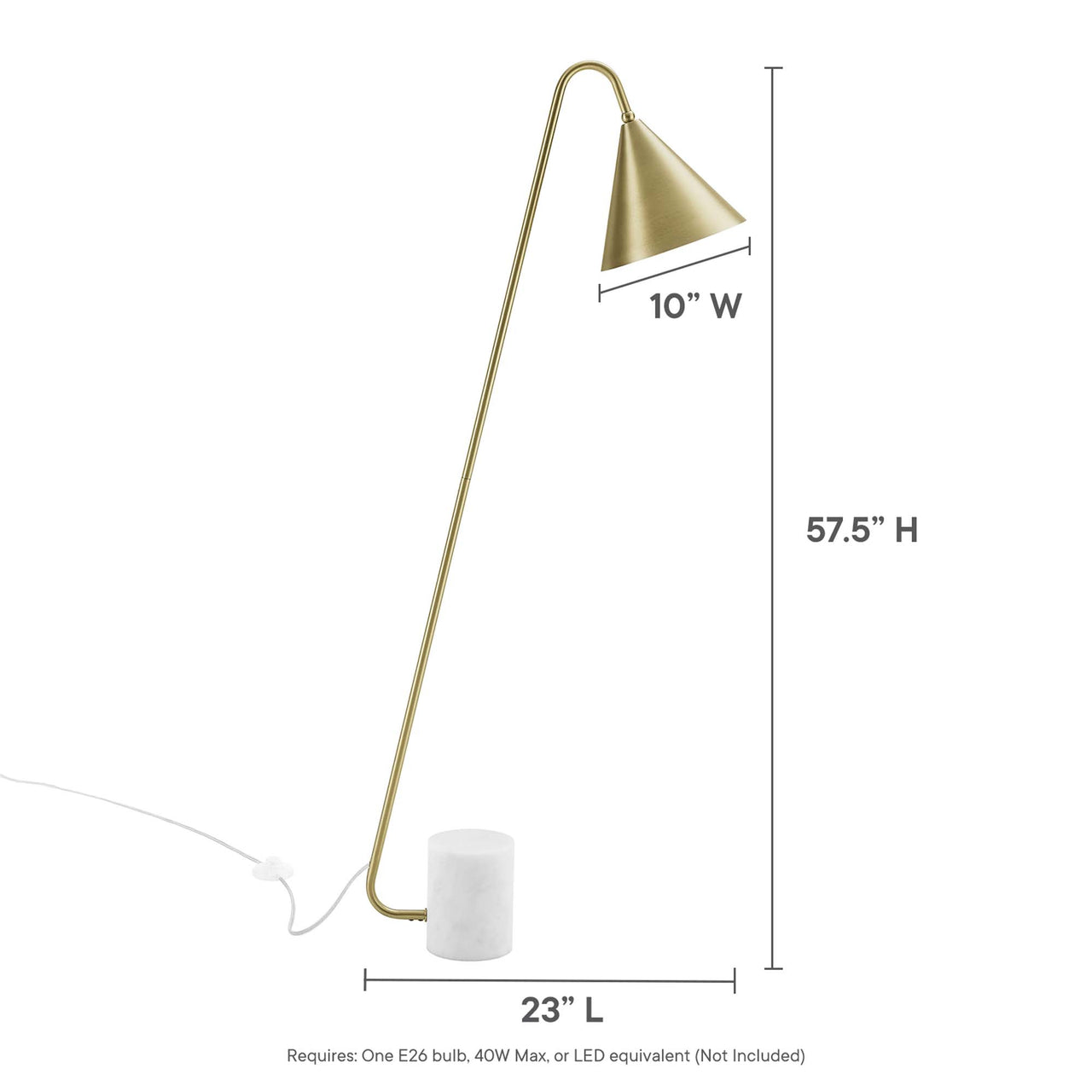 Spotlight Marble Base Floor Lamp, Satin Brass