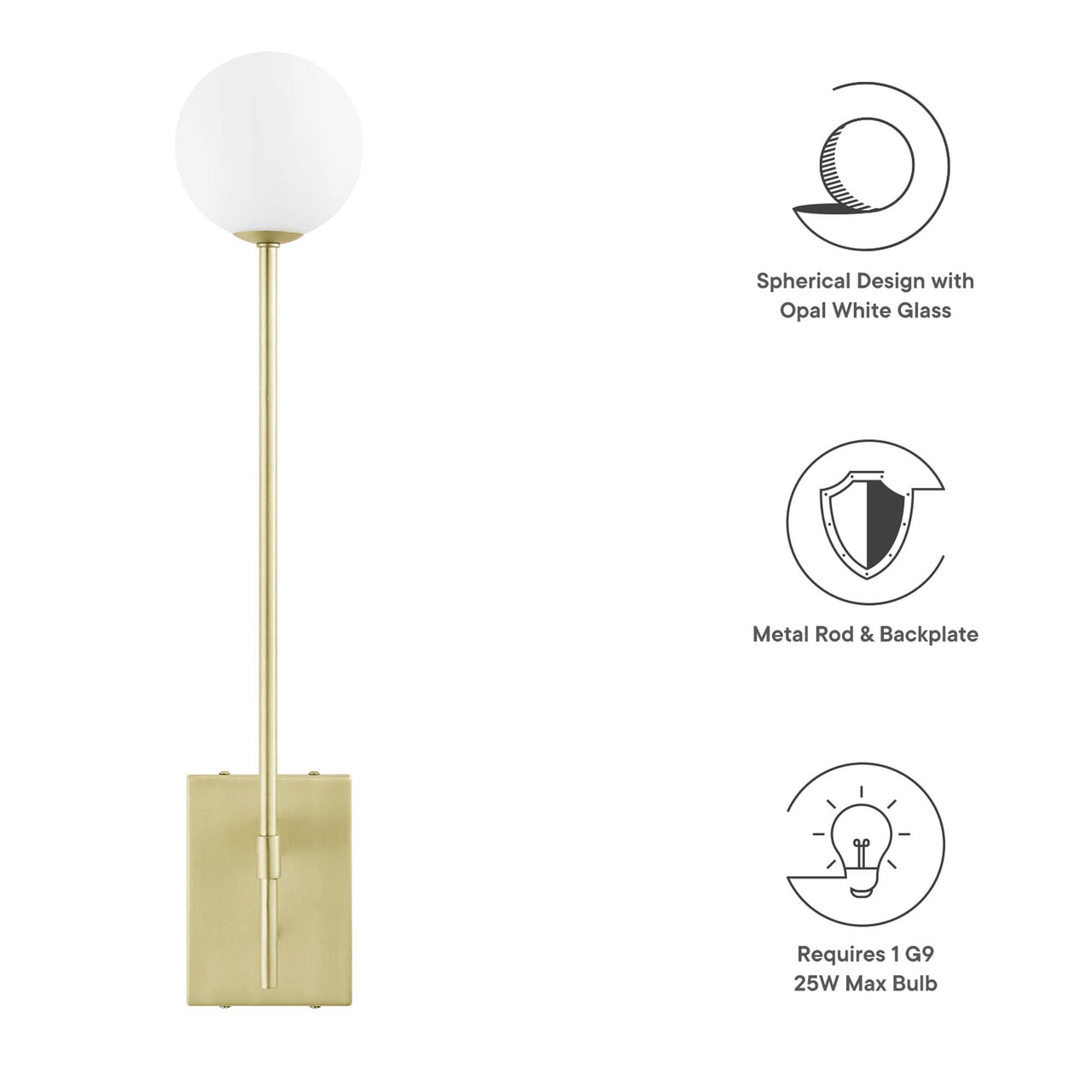 Orvessia Wall Sconce, Satin Brass