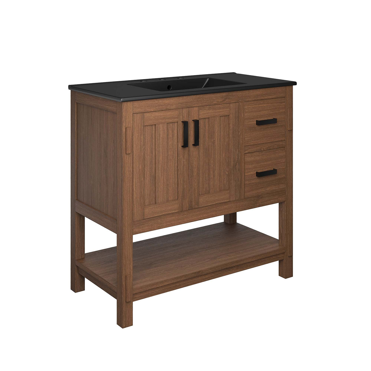 Ashville Vanity Unit, Large, Walnut & Black