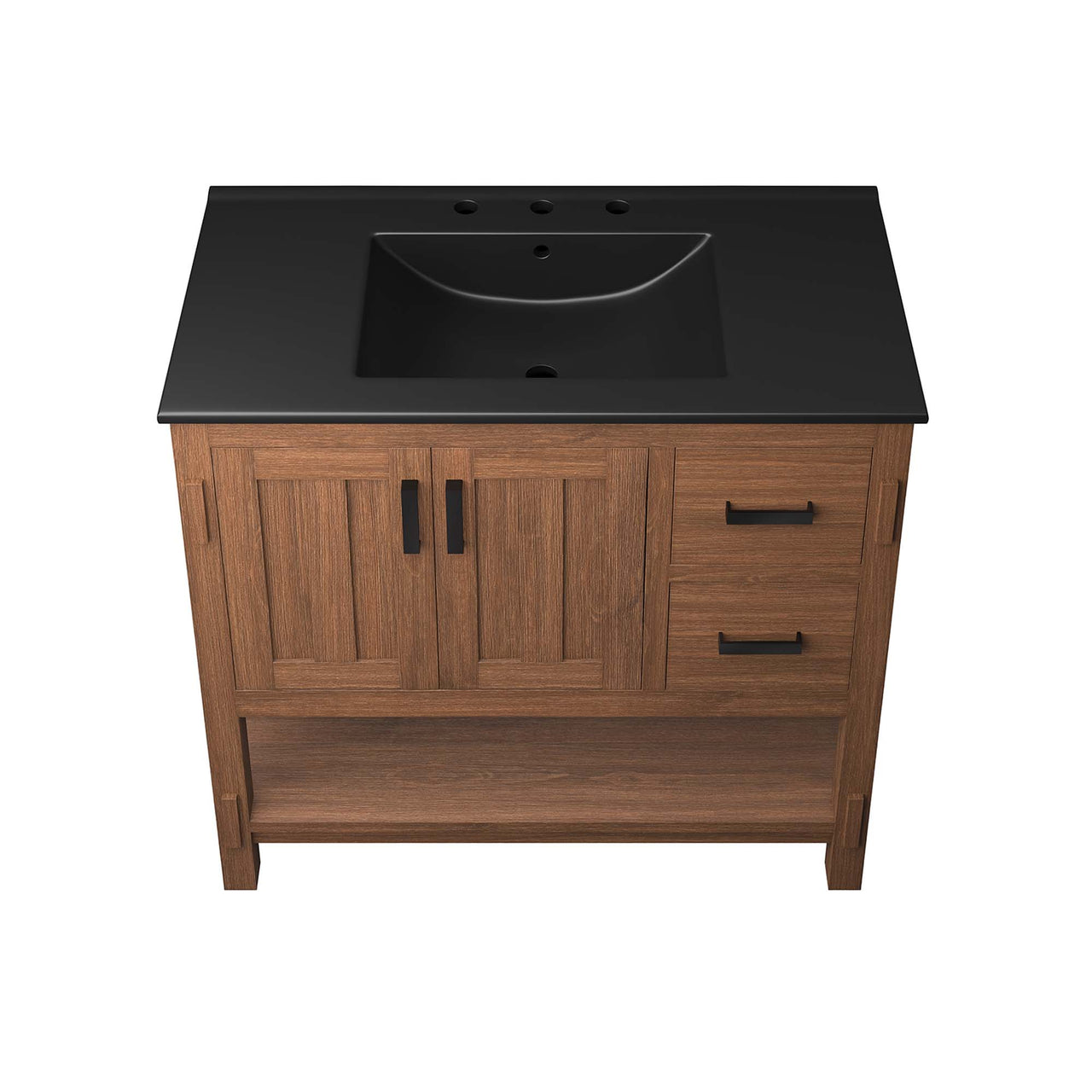 Ashville Vanity Unit, Large, Walnut & Black