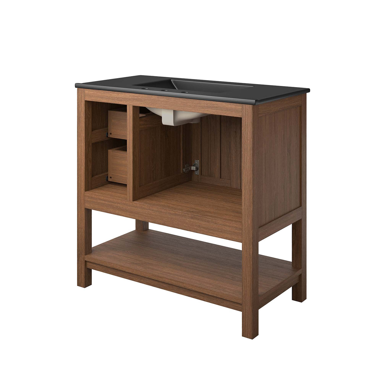Ashville Vanity Unit, Large, Walnut & Black