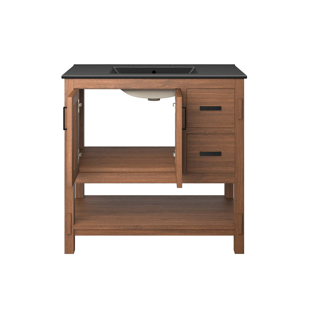 Ashville Vanity Unit, Large, Walnut & Black