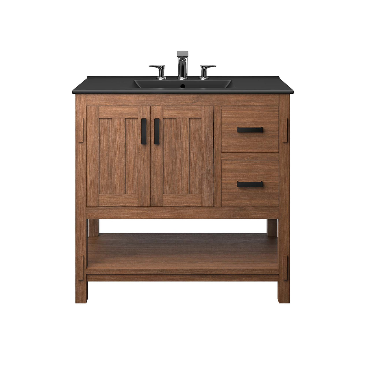 Ashville Vanity Unit, Large, Walnut & Black