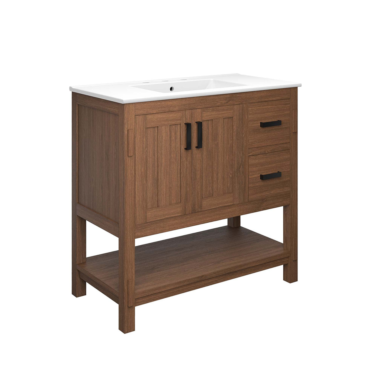 Ashville Vanity Unit, Large, Walnut & White