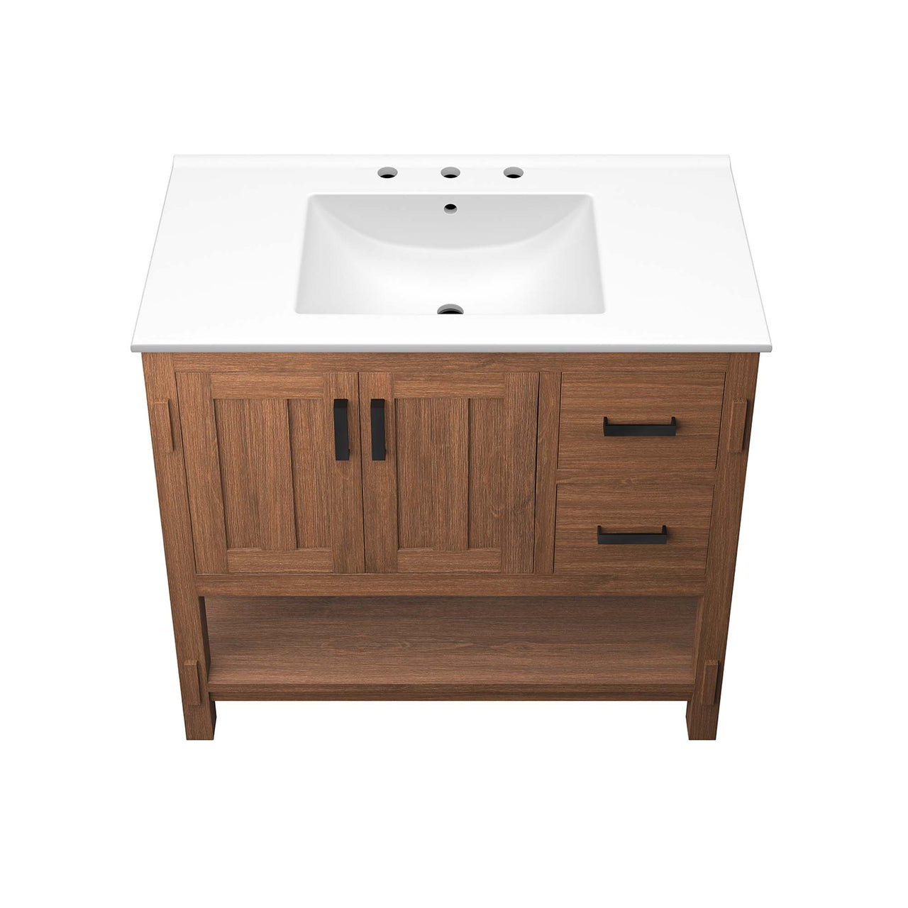 Ashville Vanity Unit, Large, Walnut & White