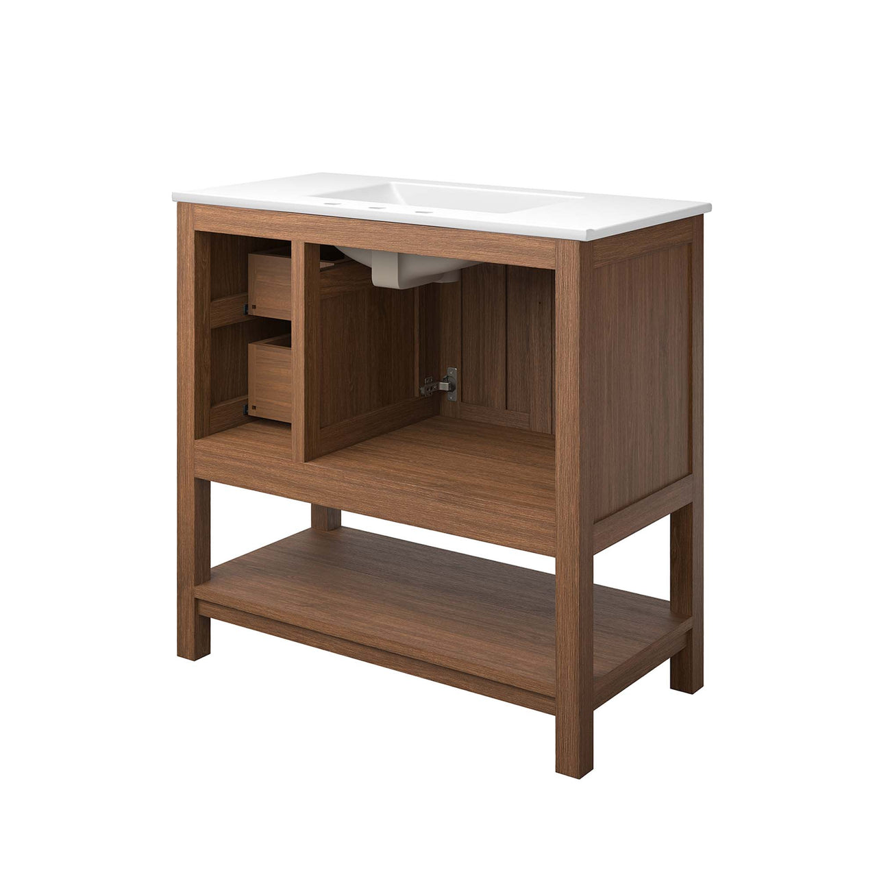 Ashville Vanity Unit, Large, Walnut & White