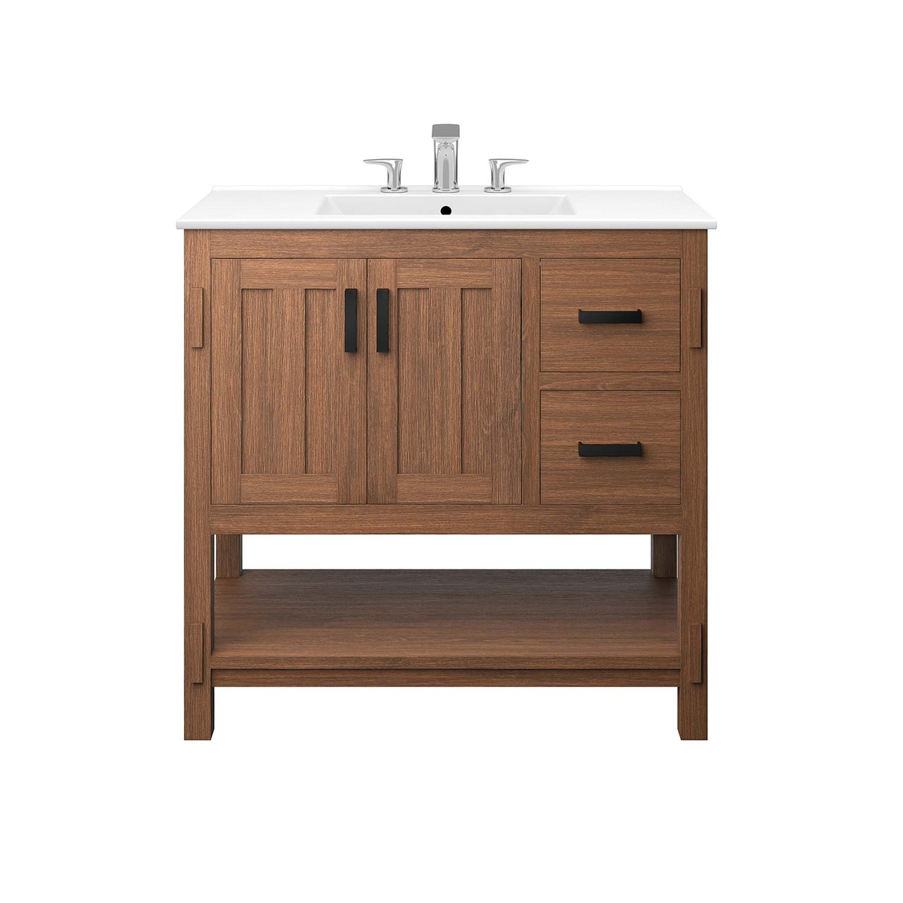 Ashville Vanity Unit, Large, Walnut & White
