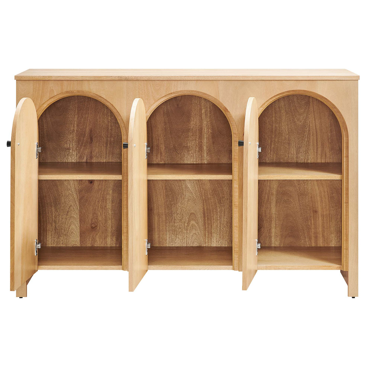 Revina Arched 3-Door Credenza, Oak