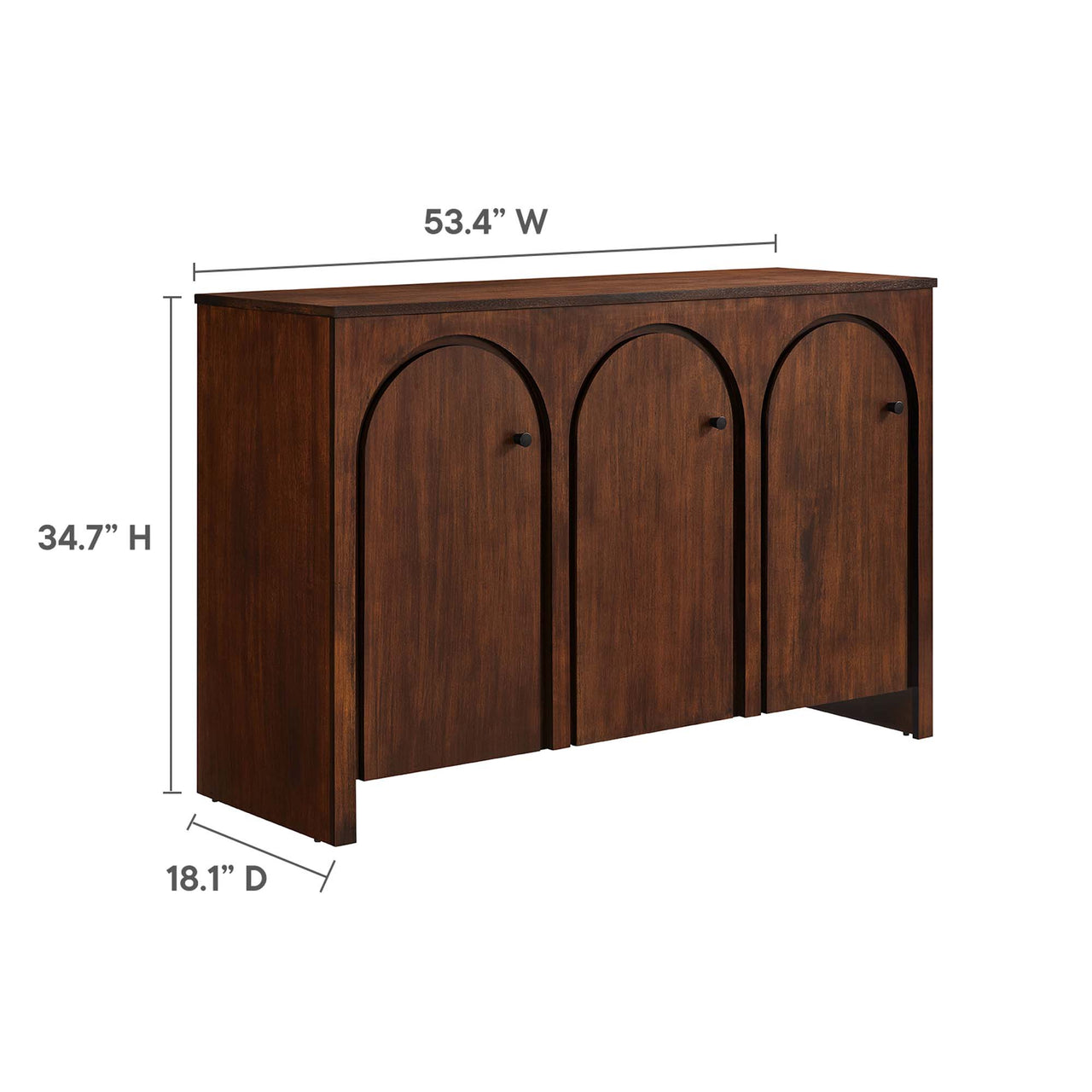 Revina Arched 3-Door Credenza, Walnut