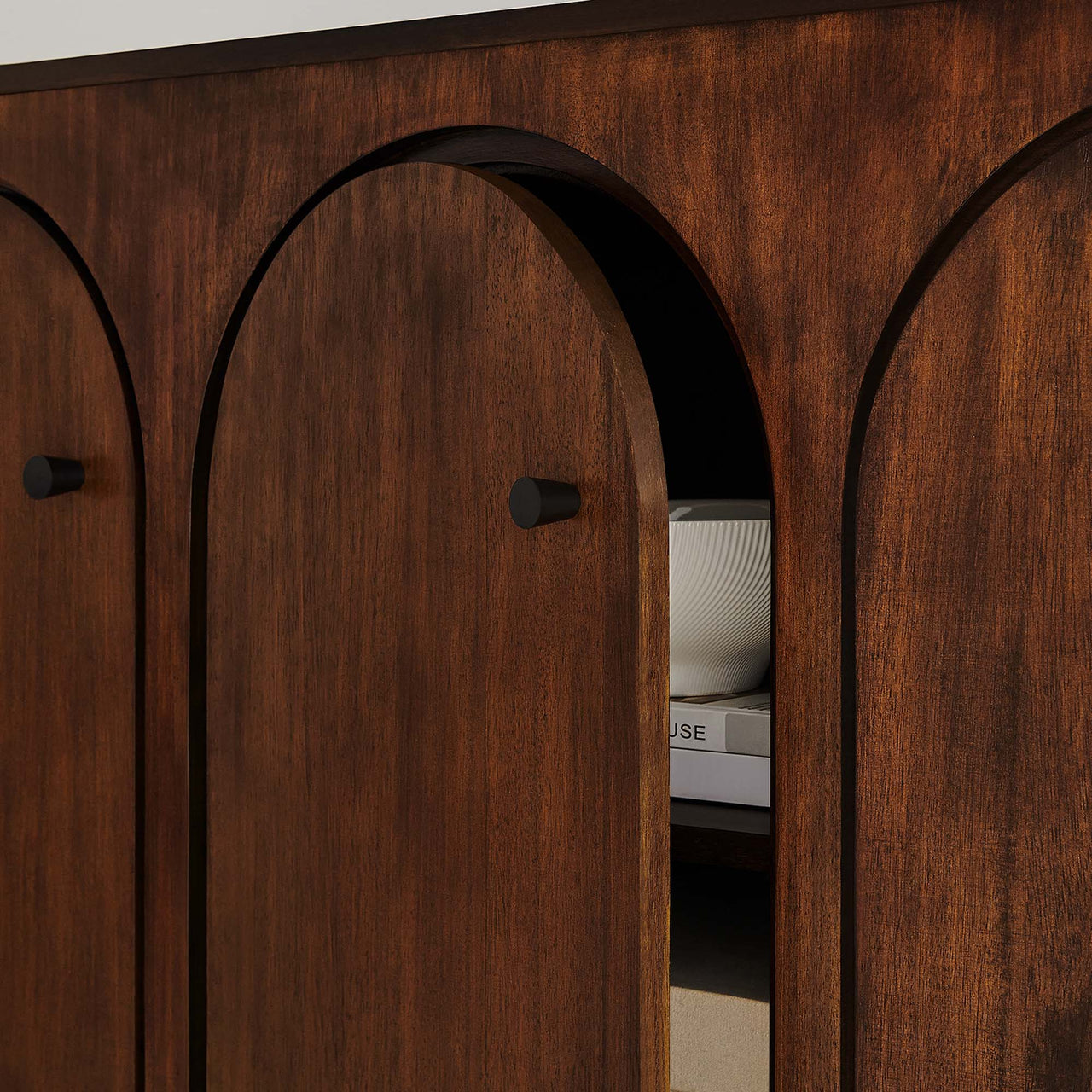 Revina Arched 3-Door Credenza, Walnut