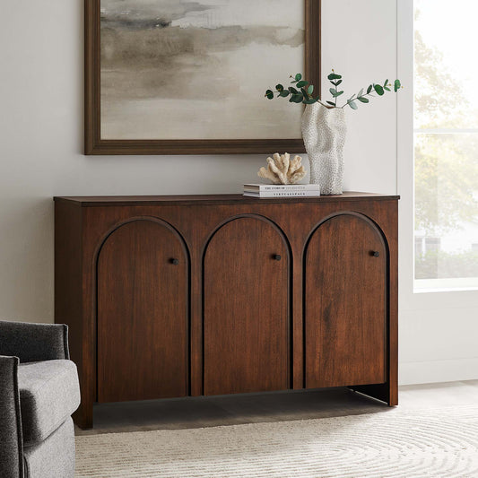 Revina Arched 3-Door Credenza, Walnut