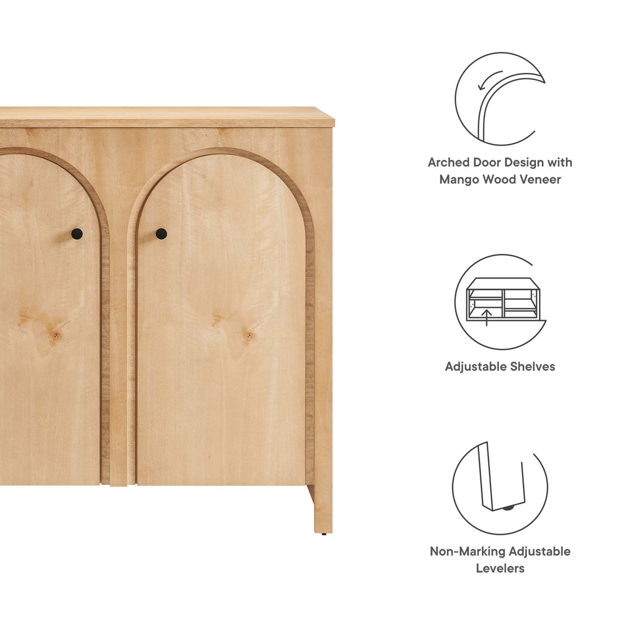 Revina Arched 2-Door Organization Console, Oak