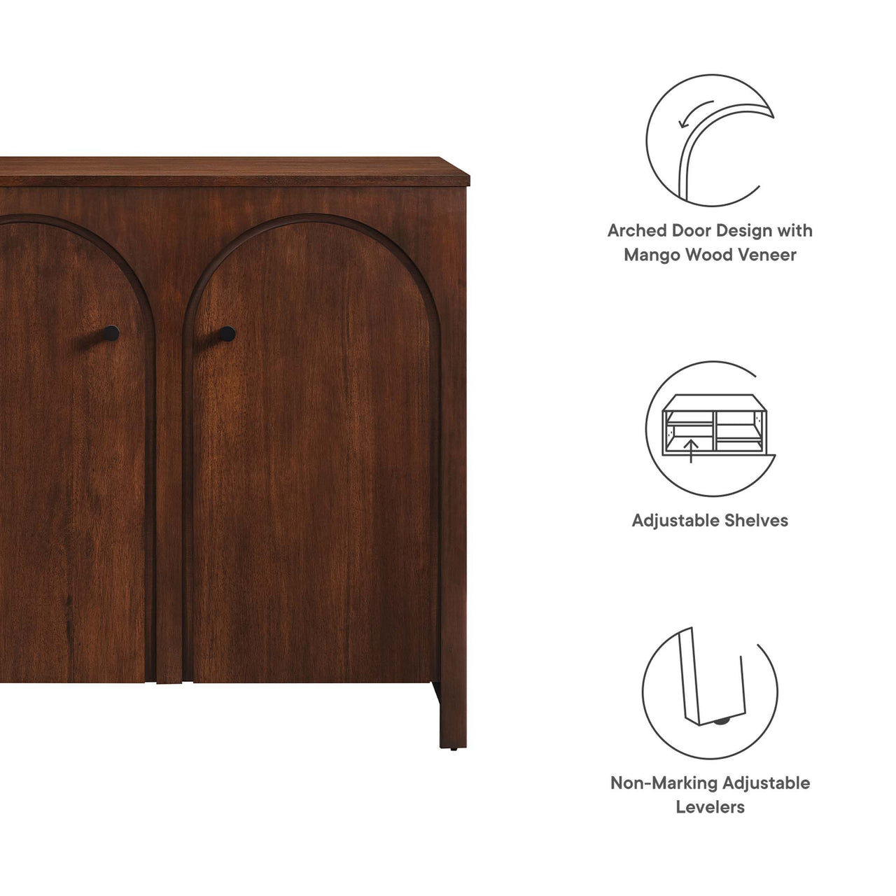 Revina Arched 2-Door Organization Console, Walnut