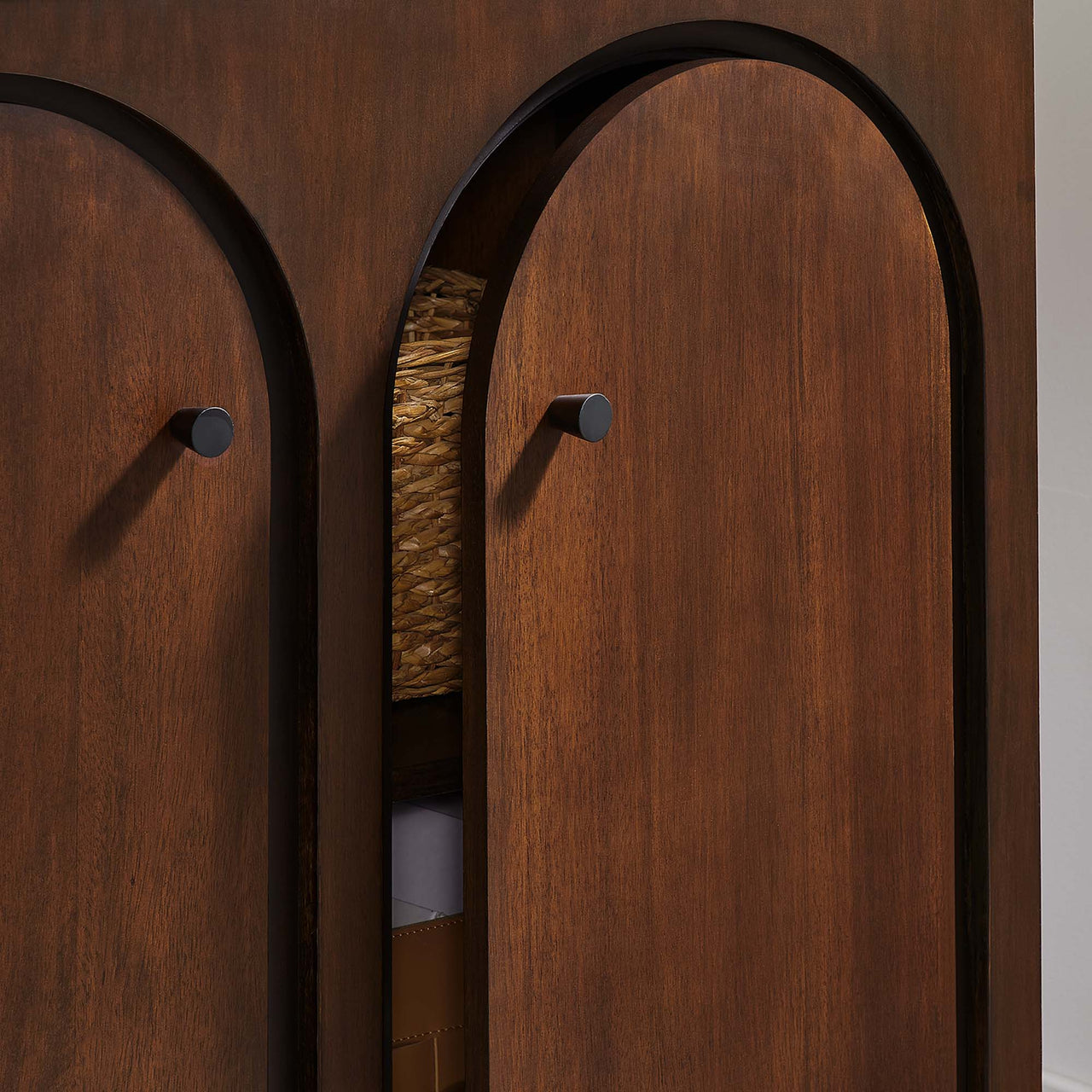 Revina Arched 2-Door Organization Console, Walnut