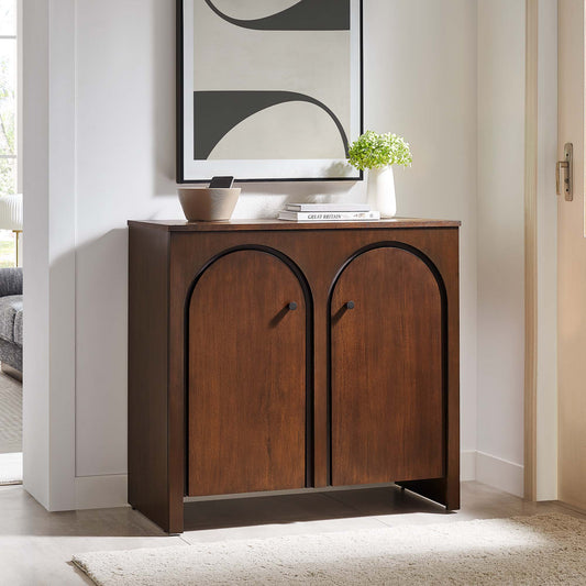 Revina Arched 2-Door Organization Console, Walnut
