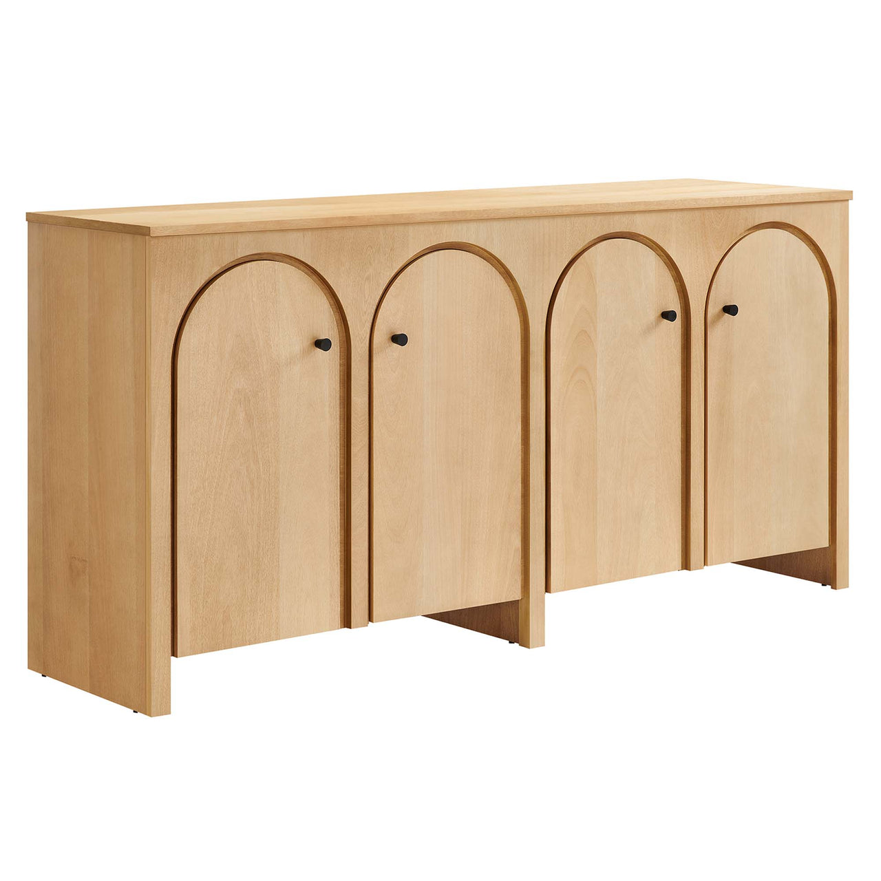 Revina Arched Wood Grain 4-Door Credenza, Oak