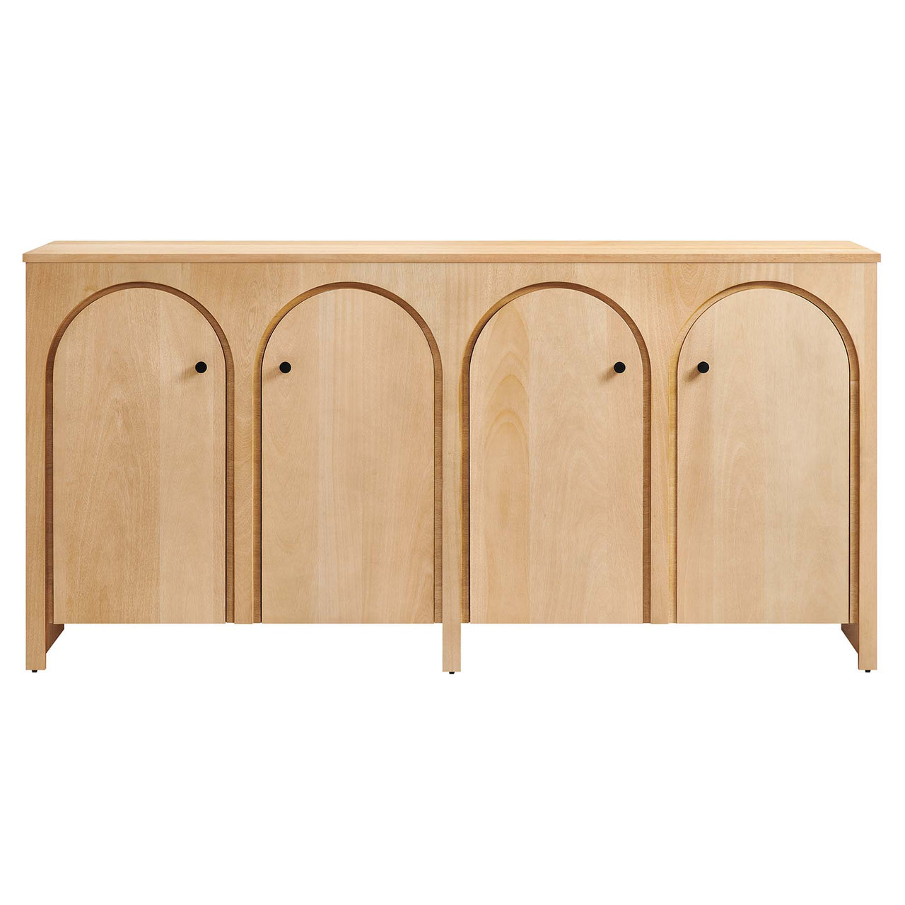 Revina Arched Wood Grain 4-Door Credenza, Oak
