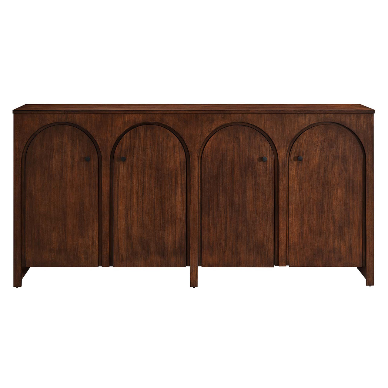 Revina Arched Wood Grain 4-Door Credenza, Walnut