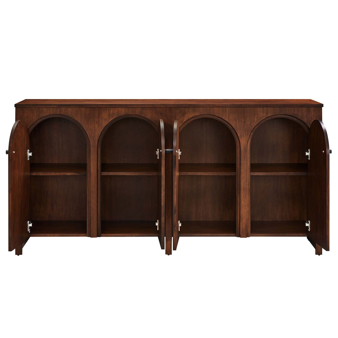 Revina Arched Wood Grain 4-Door Credenza, Walnut