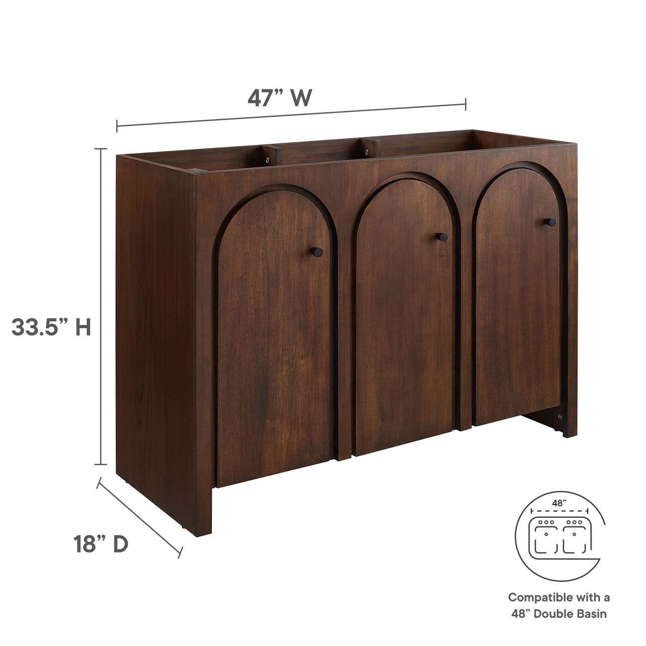 Revina Arched Vanity Base with Storage, Extra Large, Walnut