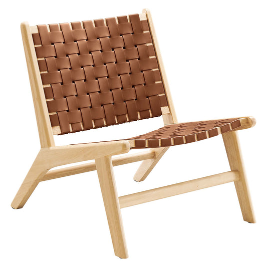 Hunter Lounge Chair, Natural Wood & Brown