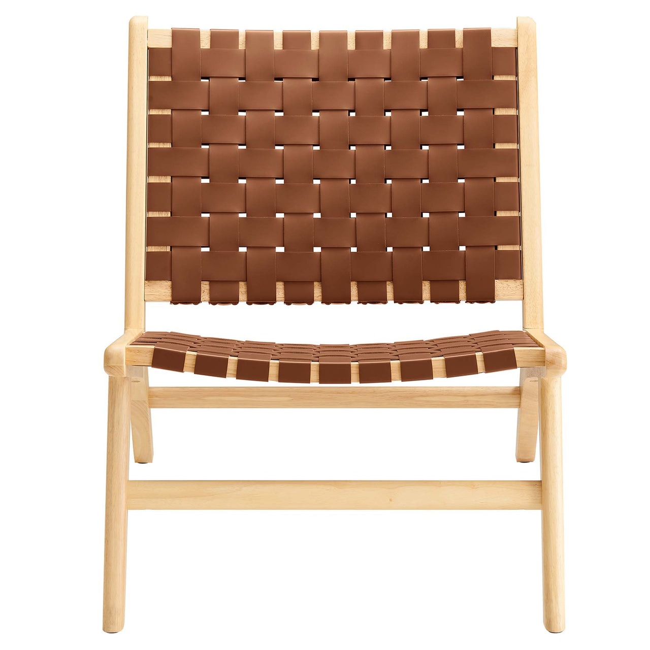 Hunter Lounge Chair, Natural Wood & Brown