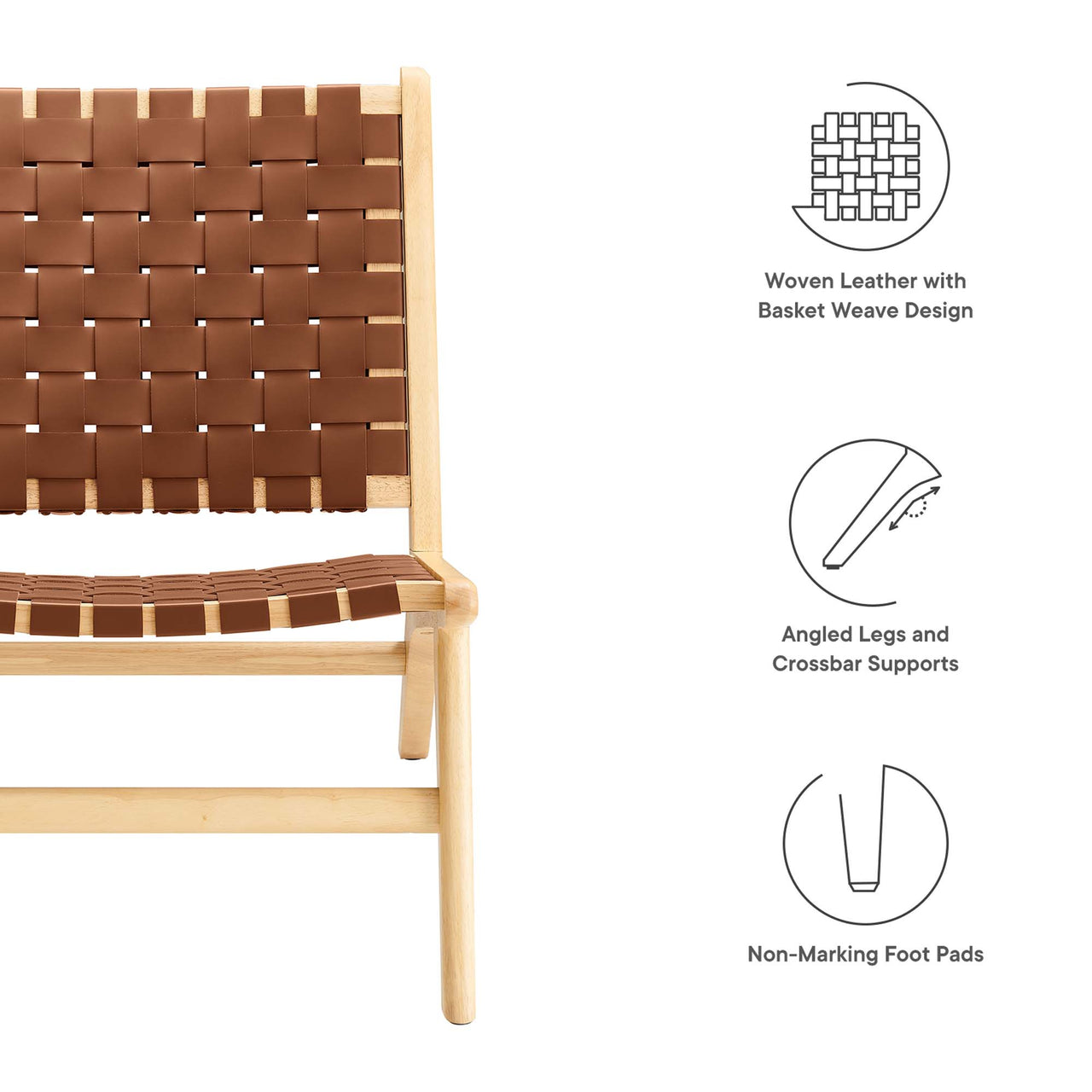 Hunter Lounge Chair, Natural Wood & Brown