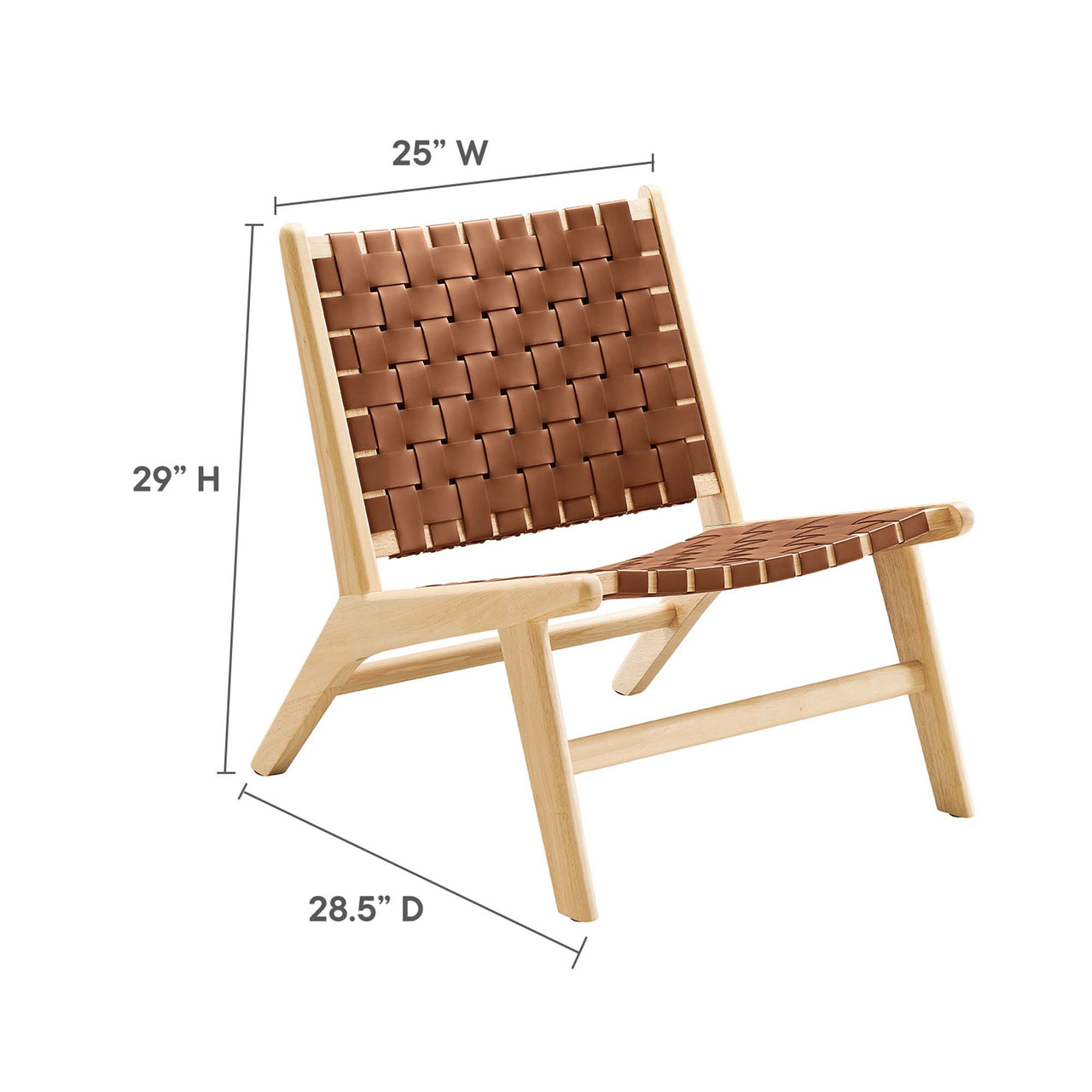 Hunter Lounge Chair, Natural Wood & Brown
