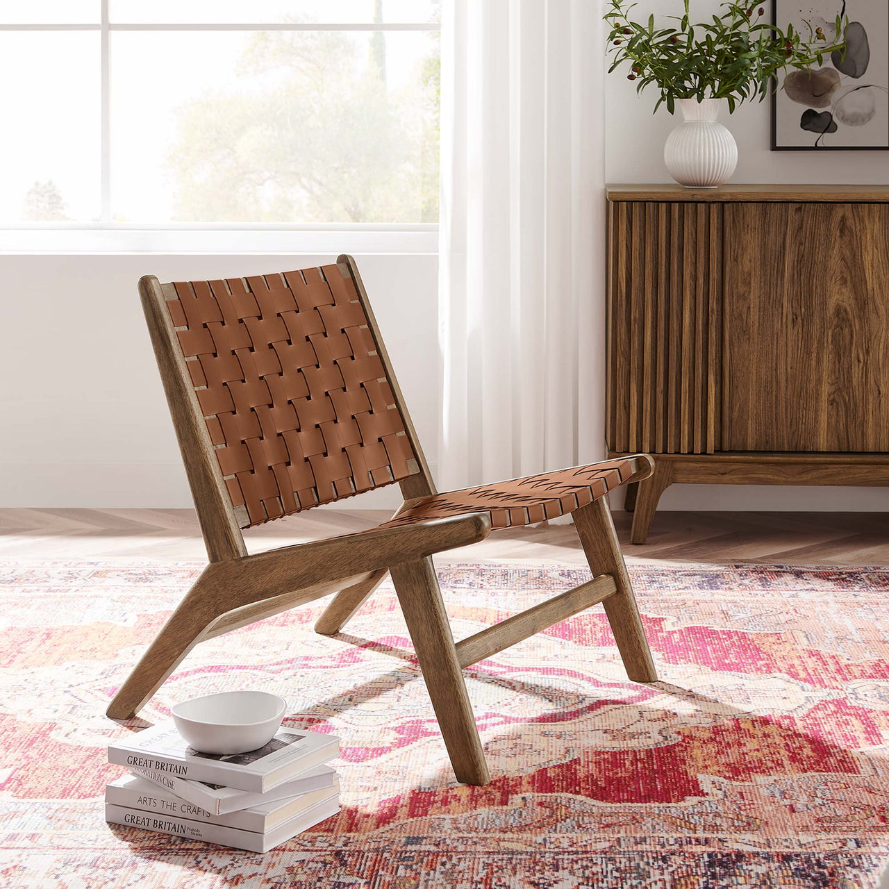 Hunter Lounge Chair, Walnut & Brown