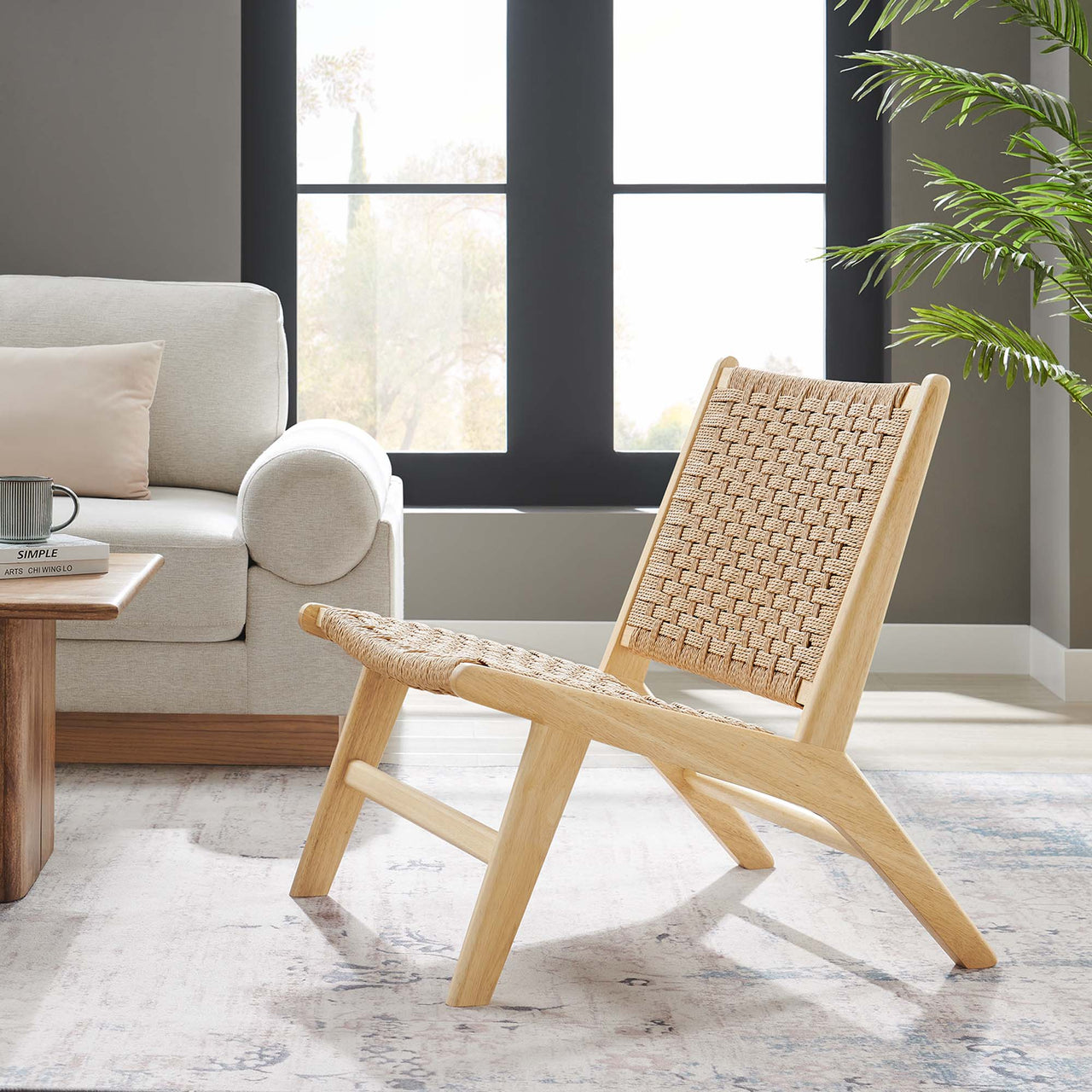 Hunter Accent Lounge Chair, Natural Wood