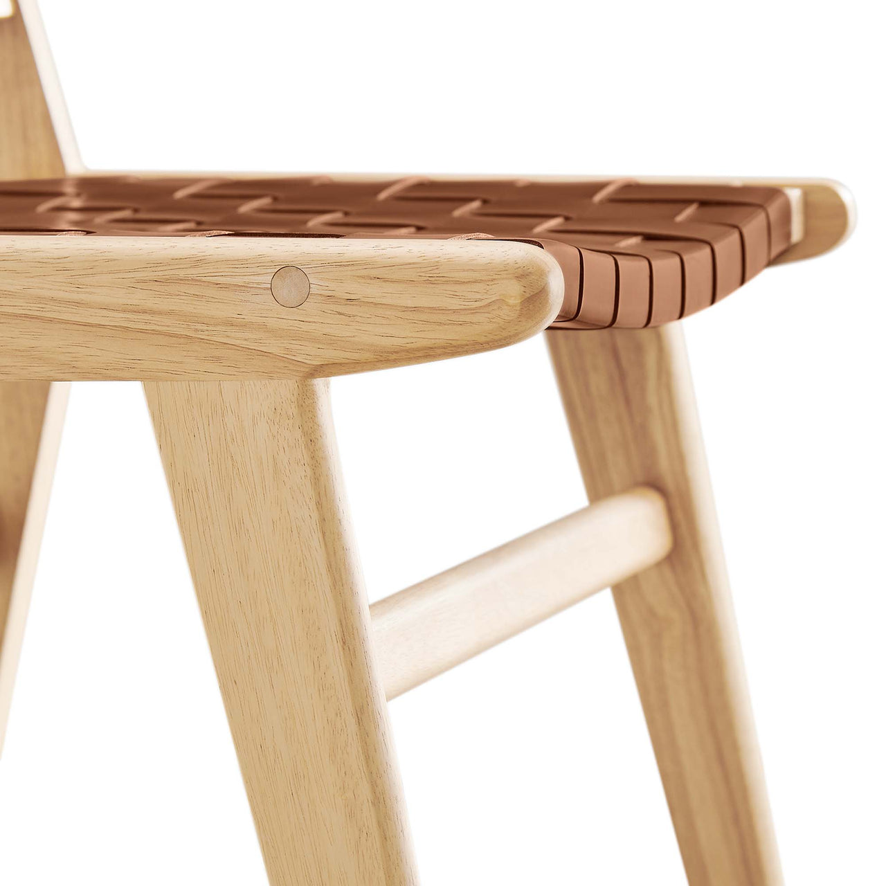 Hunter Dining Chair Set of 2, Natural Wood & Brown