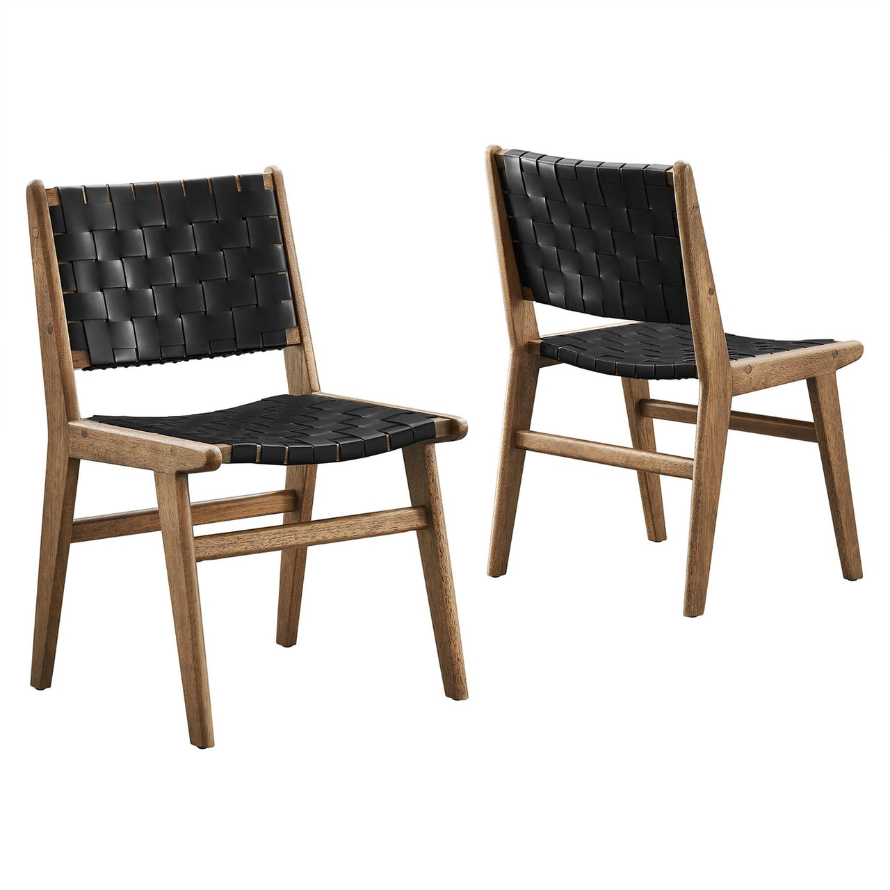 Hunter Dining Chair Set of 2, Walnut & Black