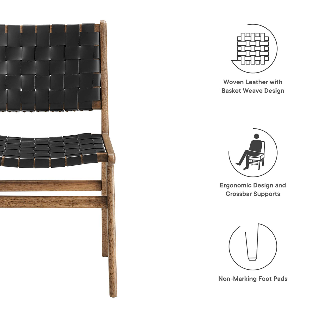 Hunter Dining Chair Set of 2, Walnut & Black