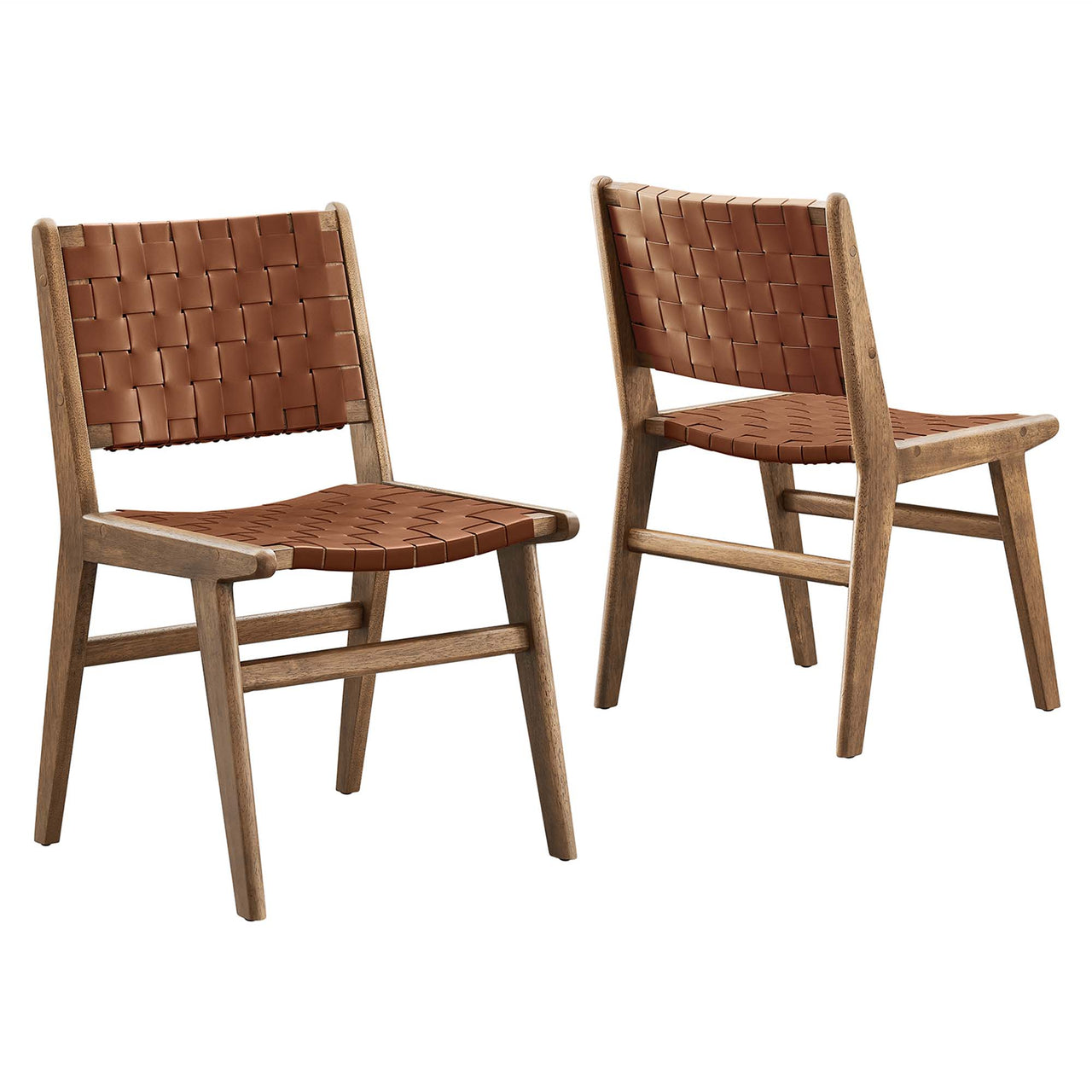 Hunter Dining Chair Set of 2, Walnut & Brown