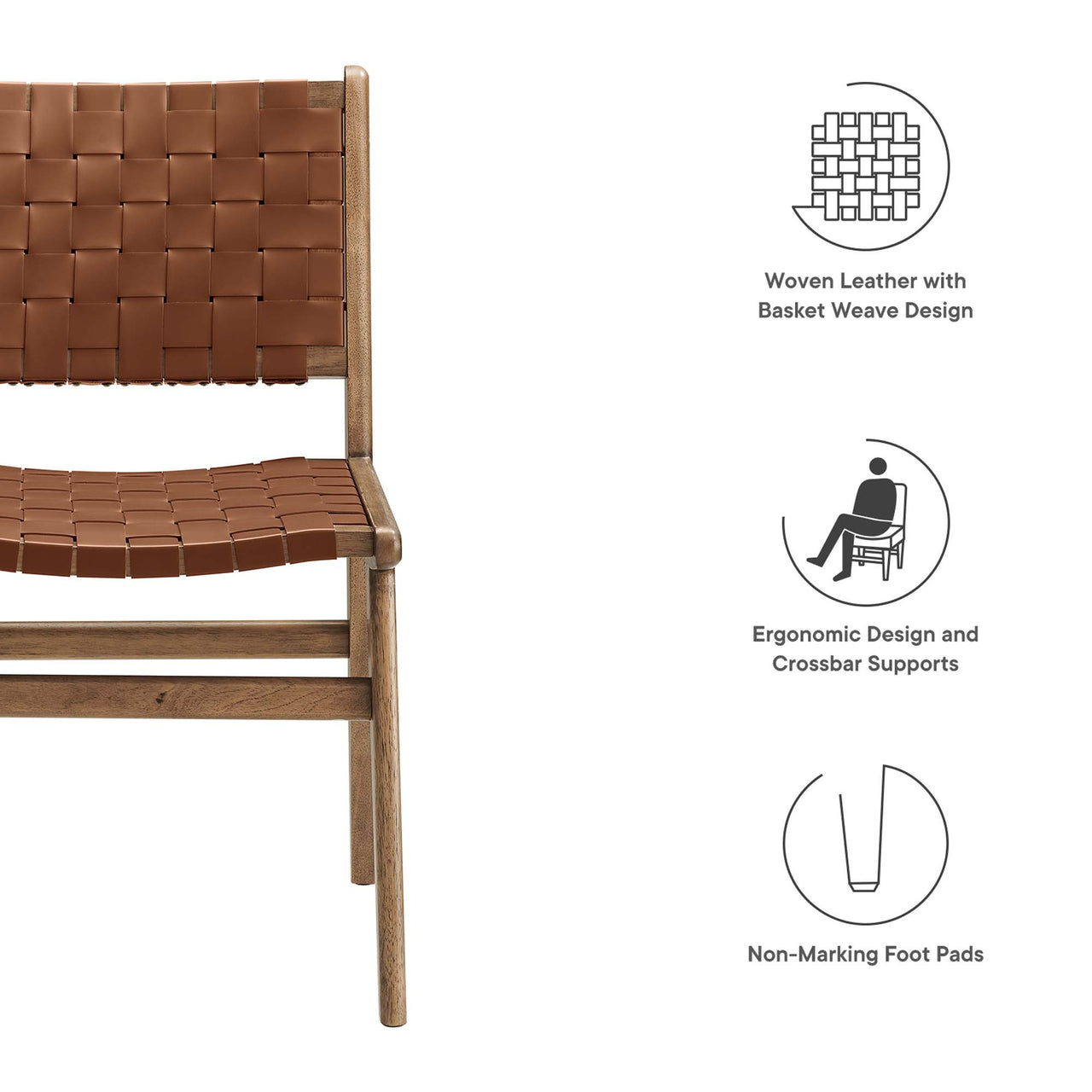 Hunter Dining Chair Set of 2, Walnut & Brown