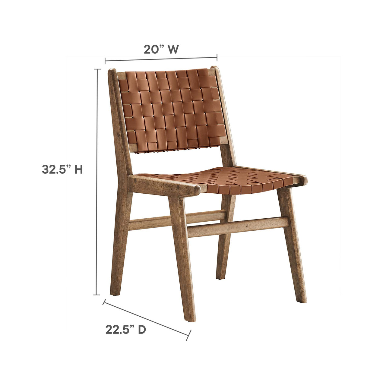 Hunter Dining Chair Set of 2, Walnut & Brown