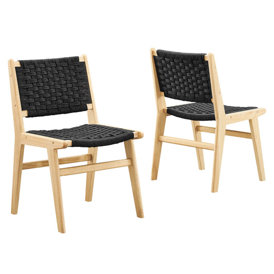 Hunter Dining Chair Set of 2, Natural Wood & Black