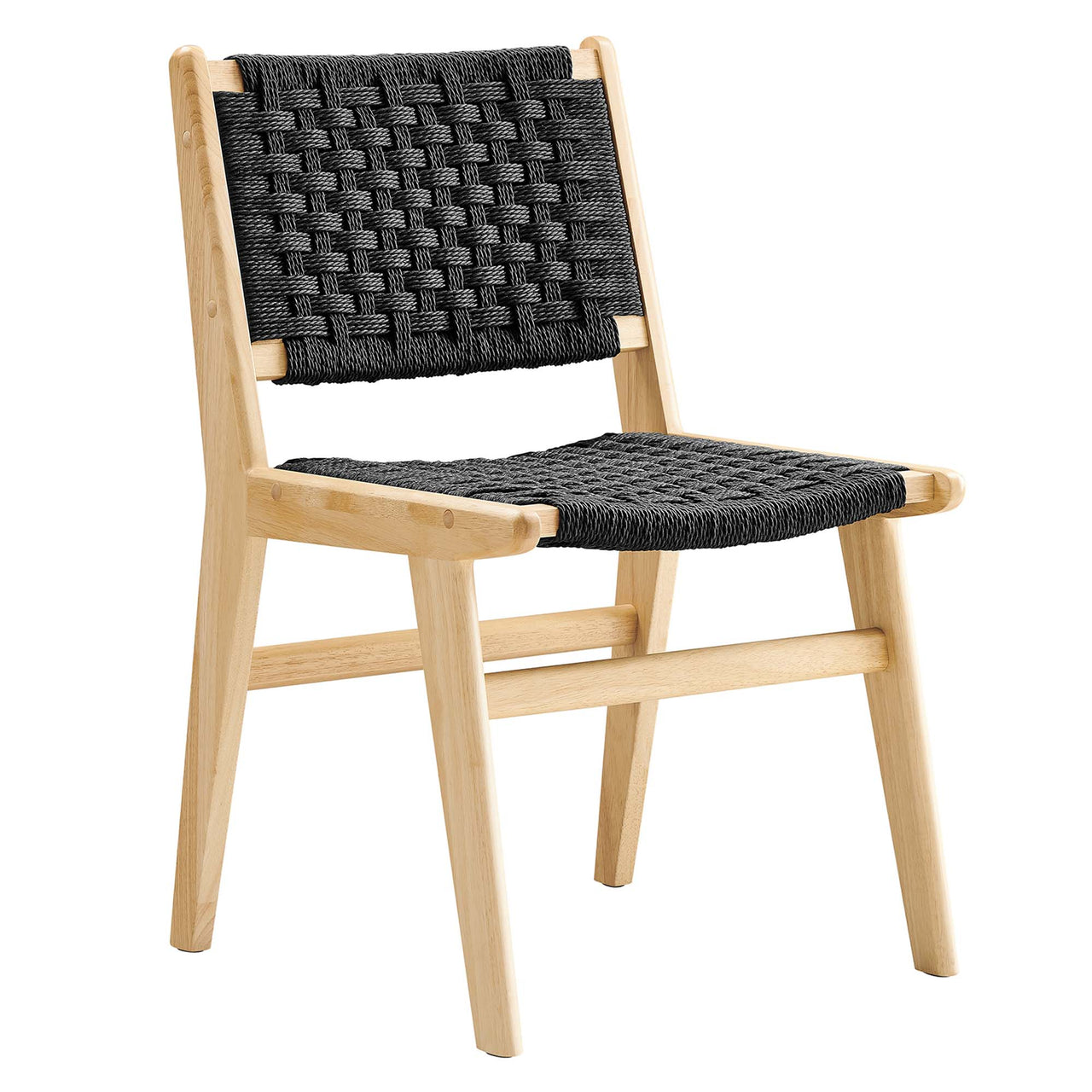 Hunter Dining Chair Set of 2, Natural Wood & Black